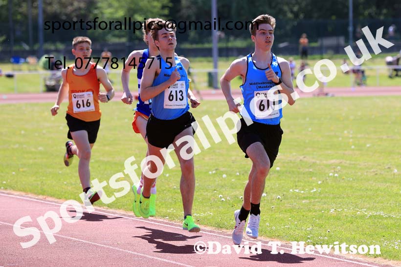 Mens Under-20s 1500 metres, 2024 North Eastern Track and Field Champs., Middlesbrough.  Photo: David T. Hewitson/Sports for All Pics